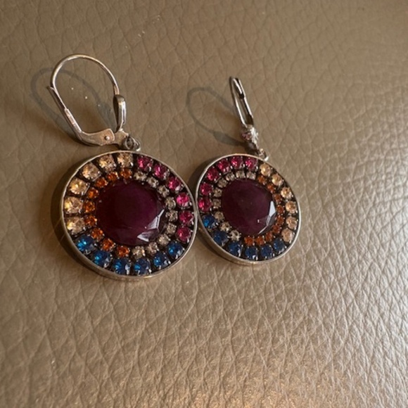 COEUR DE LION original dangle drop earrings Swarovski crystals multicolour - Picture 3 of 7